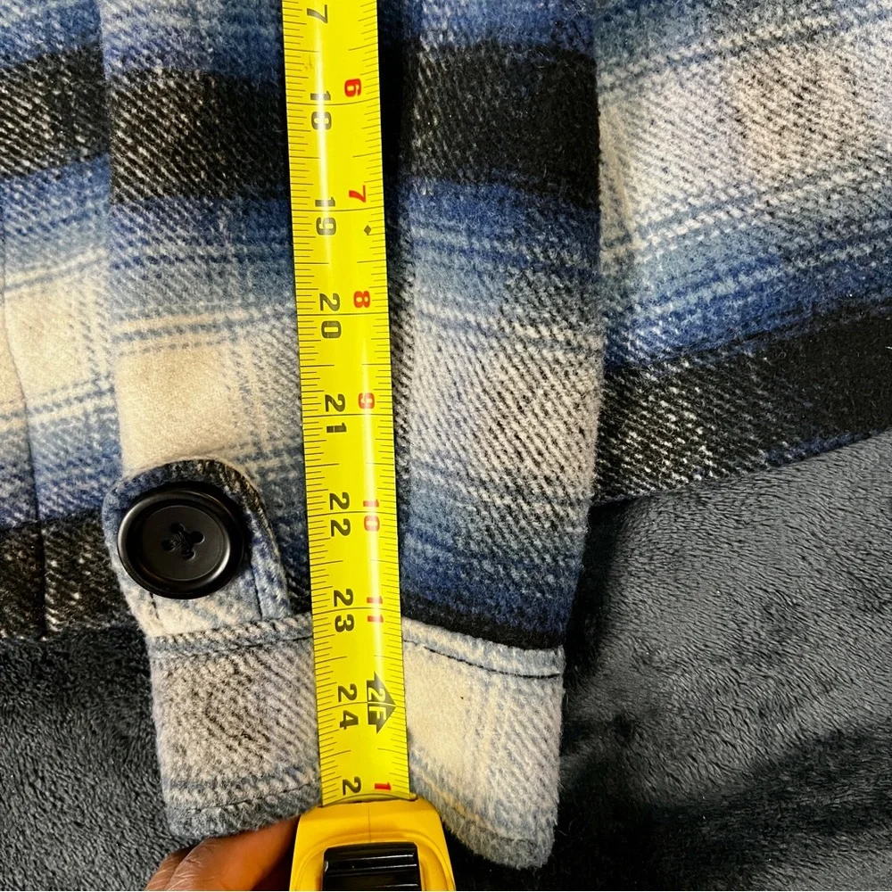 Mavi Wms Y2K Plaid Flannel Wool Blend Hooded Mock Neck‎ Preppy Casual Jacket S